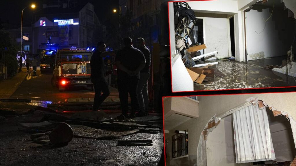 Ankara'da Sel Felaketinde Bir Binanın Duvarı Yıkıldı