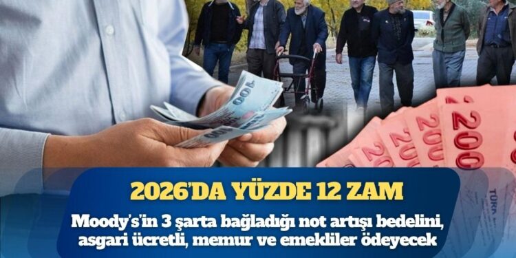 Moody’s’in 3 şarta bağladığı not artışı bedelini, asgari ücretli, memur ve emekliler ödeyecek, 2026’da yüzde 12 zam