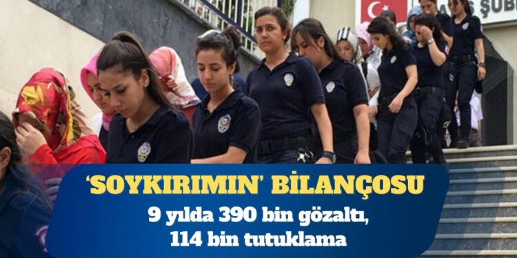‘Soykırımın’ bilançosu: 9 yılda 390 bin gözaltı, 114 bin tutuklama