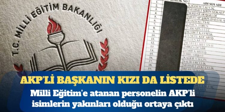 Milli Eğitim’e atanan personelin AKP’li isimlerin yakınları olduğu ortaya çıktı: Başkanın kızı da var