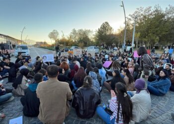 Üniversitesi öğrencileri Rojin Kabaiş için oturma eyleminde