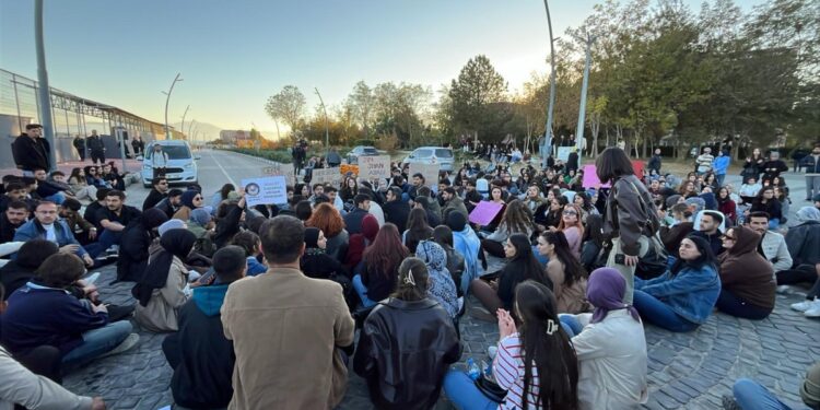 Üniversitesi öğrencileri Rojin Kabaiş için oturma eyleminde