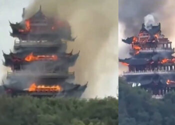 Çin’deki 1500 Yıllık Yongqing Tapınağı'nda Yangın
