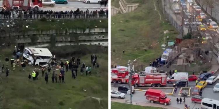 İstanbul'da İşçi Servisi Şarampole Yuvarlandı! Ölü ve Yaralılar Var