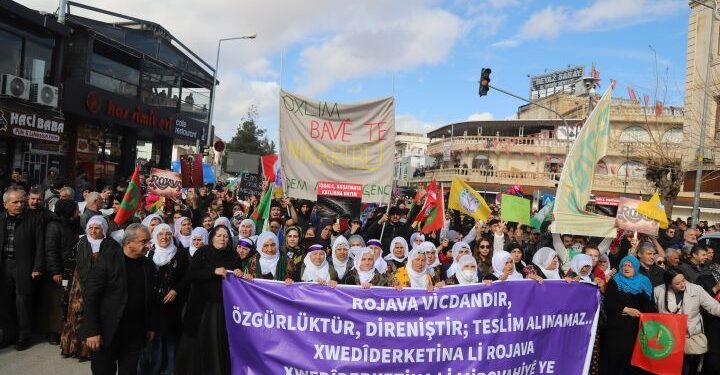 Mîdyad’ta Kobanê’deki abluka protesto edildi