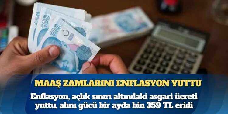 Enflasyon, açlık sınırı altındaki asgari ücreti yuttu: Alım gücü bir ayda bin 359 TL eridi
