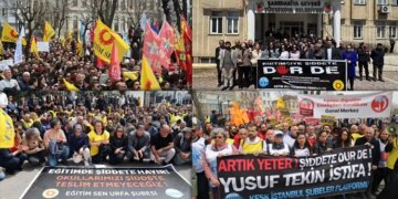 KESK saldırılara karşı eylemde: Yusuf Tekin istifa