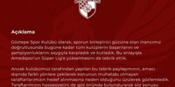 Göztepe, Amedspor tebrik paylaşımını kaldırdı