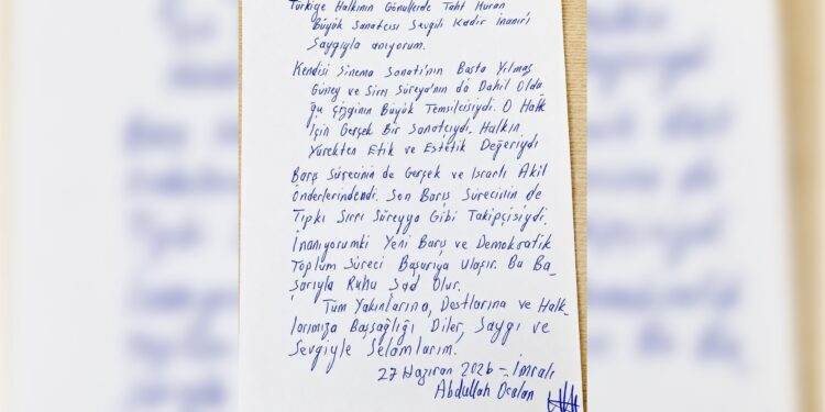 Abdullah Öcalan’dan Kadir İnanır için mesaj: O halk için gerçek bir sanatçıydı