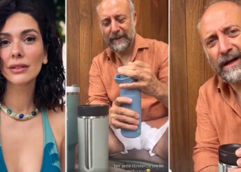 Bergüzar Korel, Halit Ergenç’in bilinmeyen alışkanlığını paylaştı: ‘Her yere litrelerce sıvı ile gidiyoruz’