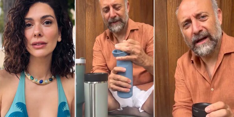 Bergüzar Korel, Halit Ergenç’in bilinmeyen alışkanlığını paylaştı: ‘Her yere litrelerce sıvı ile gidiyoruz’