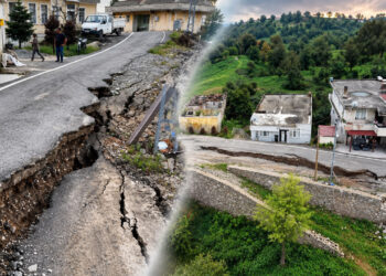 Rize'de Sel Dehşeti: İyidere'de Yol İkiye Bölündü, 60 Santimetre Çöktü