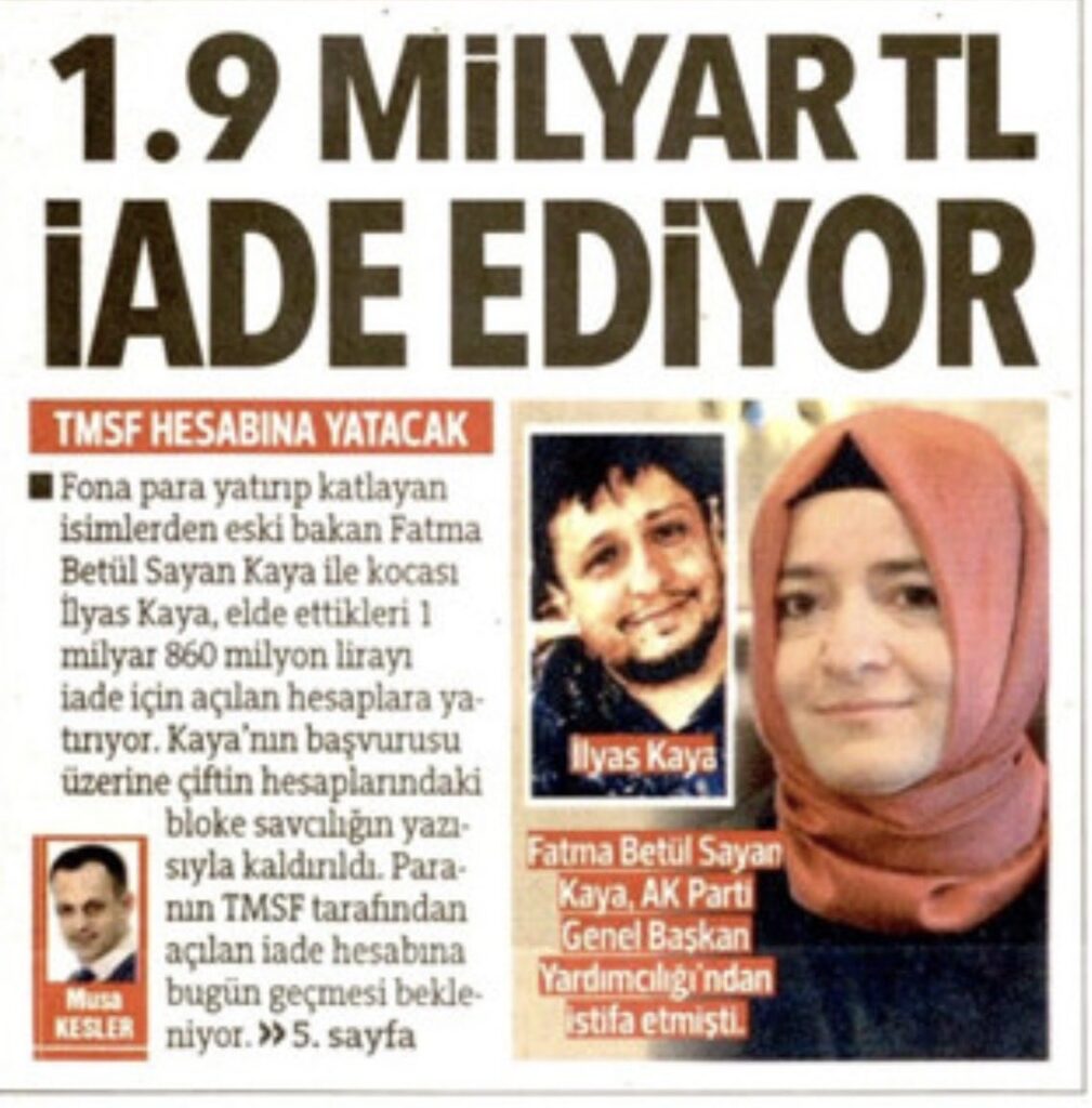 FON VURGUNU | Fatma Betül Kaya ve eşi, vurgun parasının faizini iade etmemiş