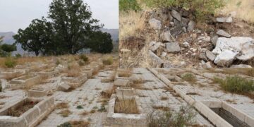 Cûdî’de mezar taşları toprağa gömüldü
