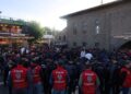 Diyarbakır Şehir Hastanesi şantiye işçilerinin eylemi sürüyor
